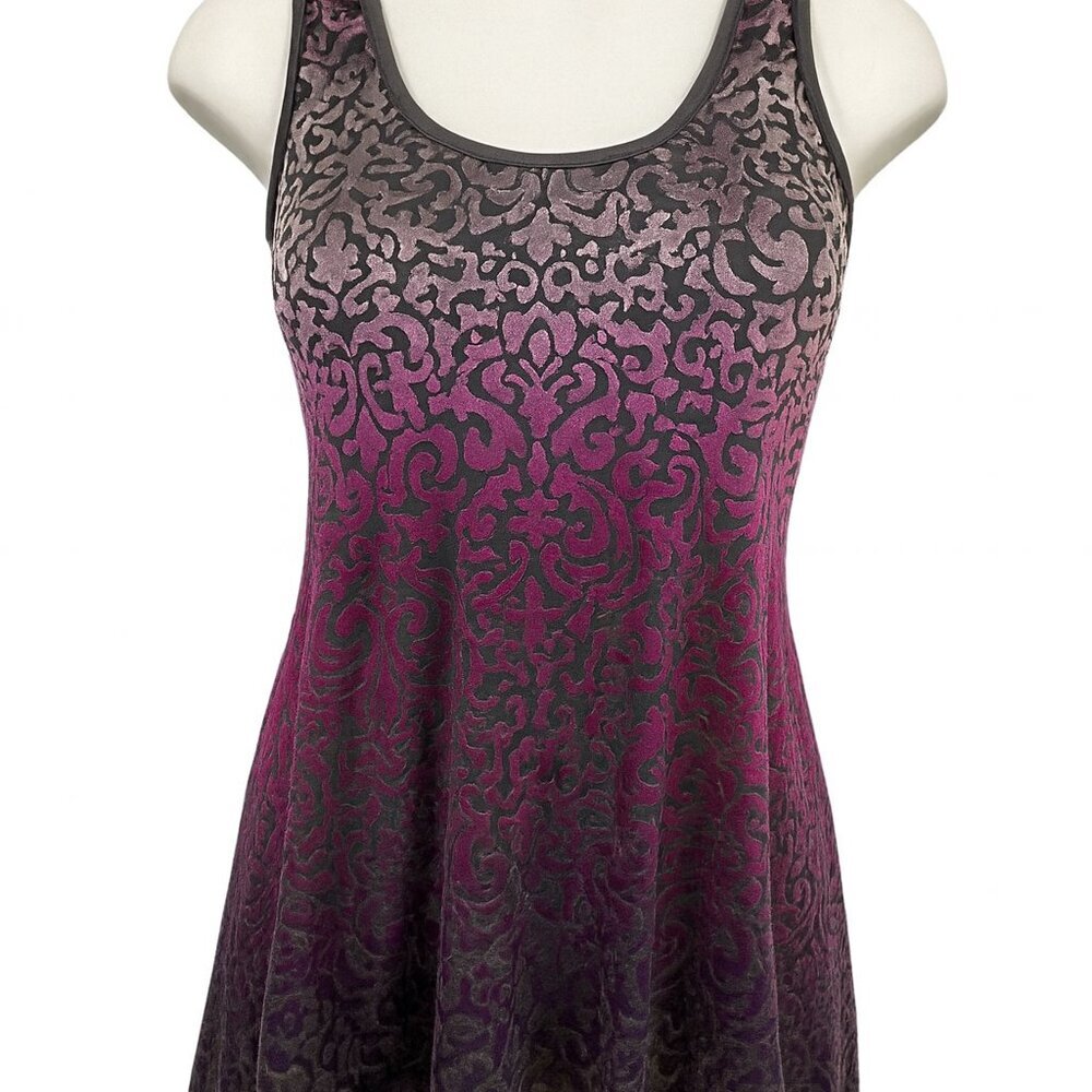 New Directions Velvet Burnout Tank Top Purple & Black Sleeveless 90s Y2K PMed